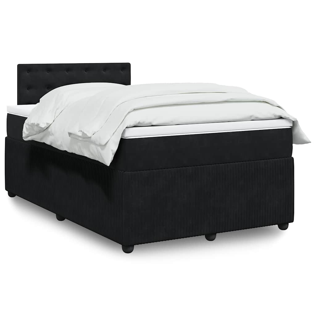 Boxspring met matras fluweel zwart 120x190 cm – afbeelding 1