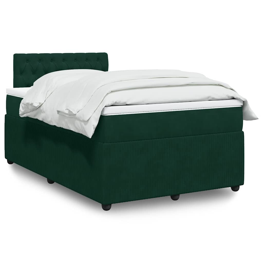 Boxspring met matras fluweel donkergroen 120x200 cm – afbeelding 1