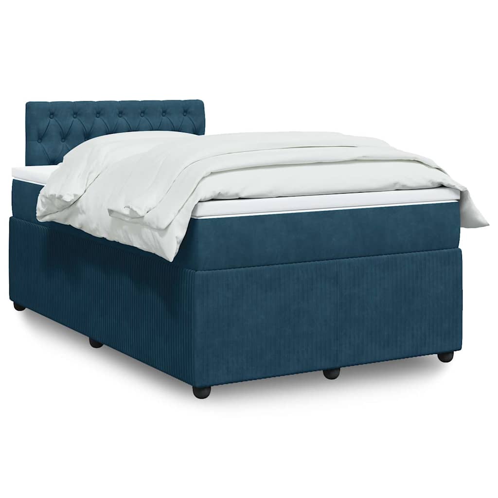 Boxspring met matras fluweel blauw 120x200 cm – afbeelding 1