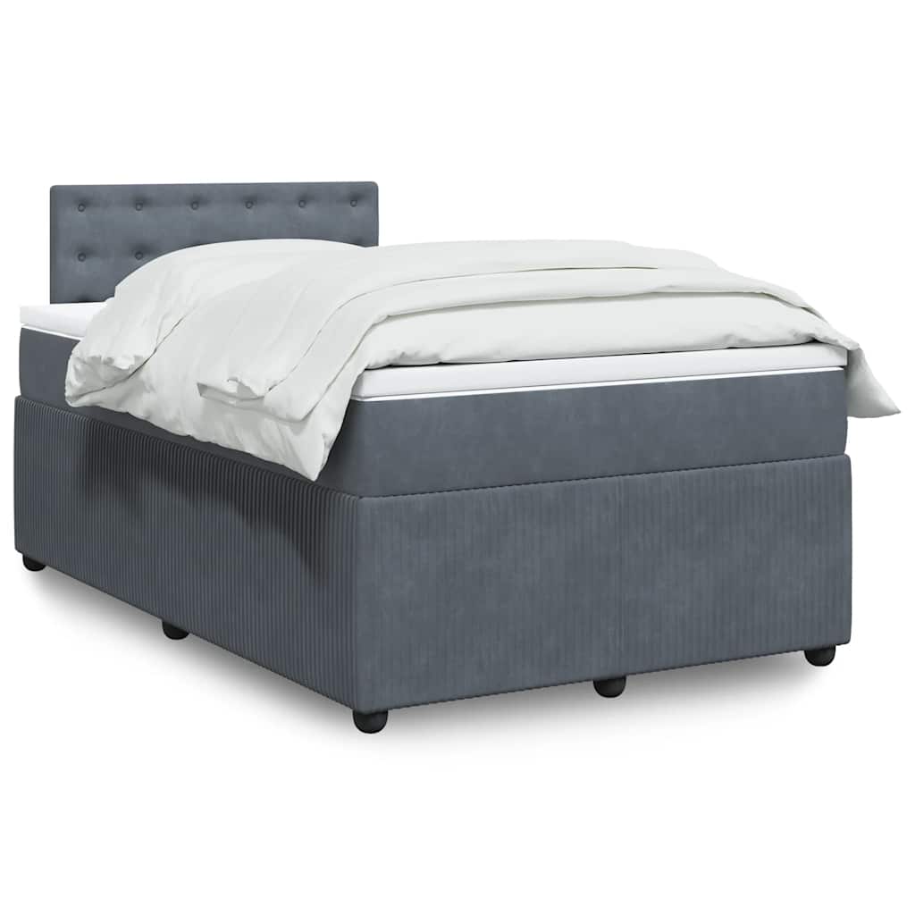 Boxspring met matras fluweel donkergrijs 120x200 cm – afbeelding 1