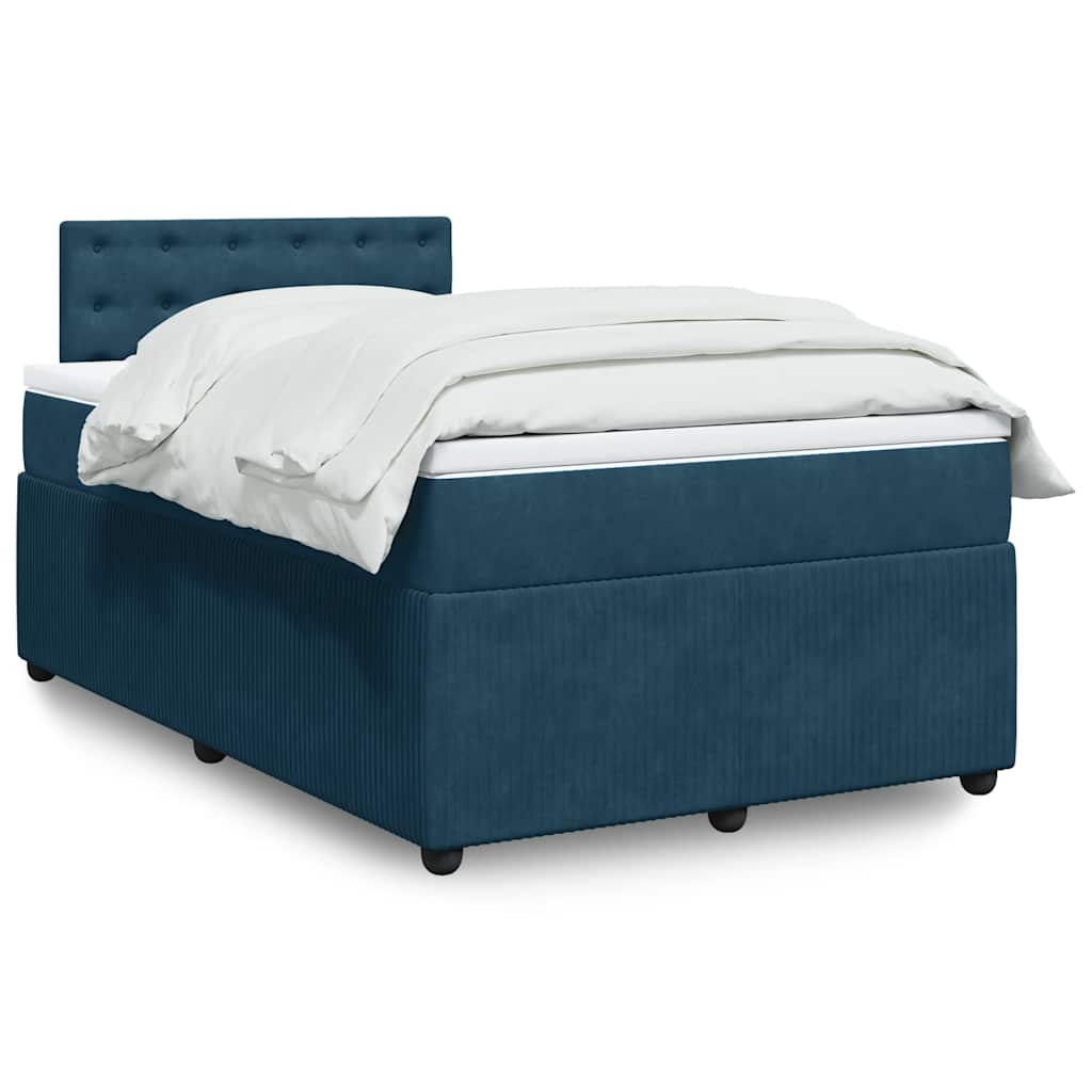 Boxspring met matras fluweel blauw 120x200 cm – afbeelding 1