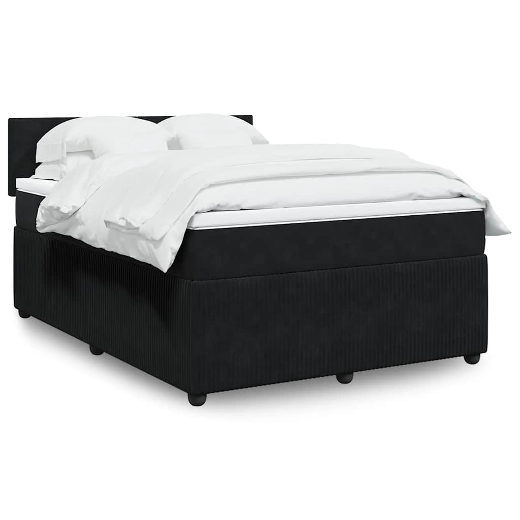 Boxspring met matras fluweel zwart 140x200 cm – afbeelding 1