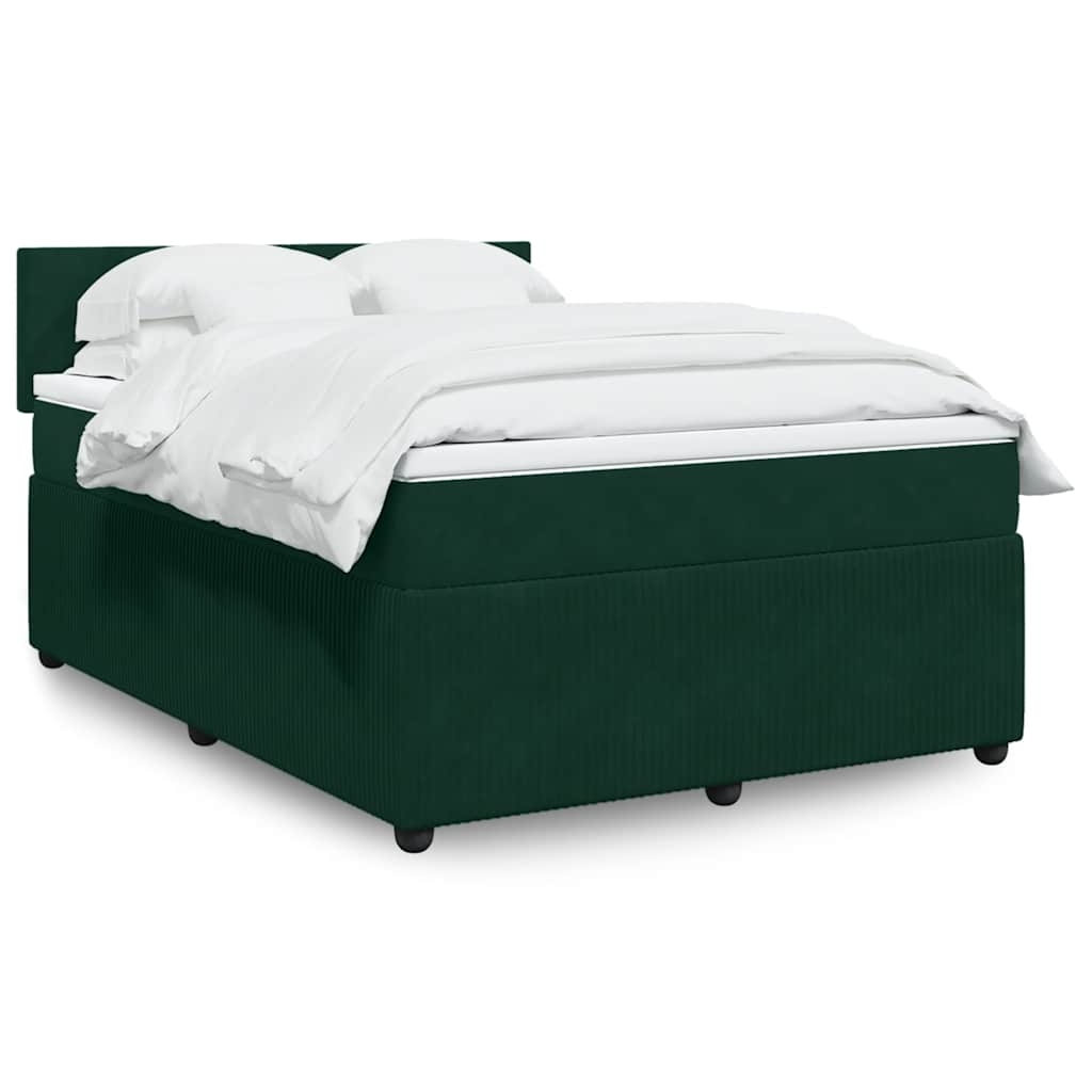 Boxspring met matras fluweel donkergroen 160x200 cm – afbeelding 1