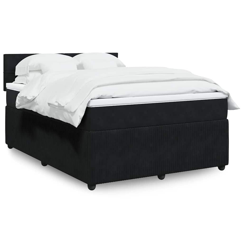 Boxspring met matras fluweel zwart 160x200 cm – afbeelding 1