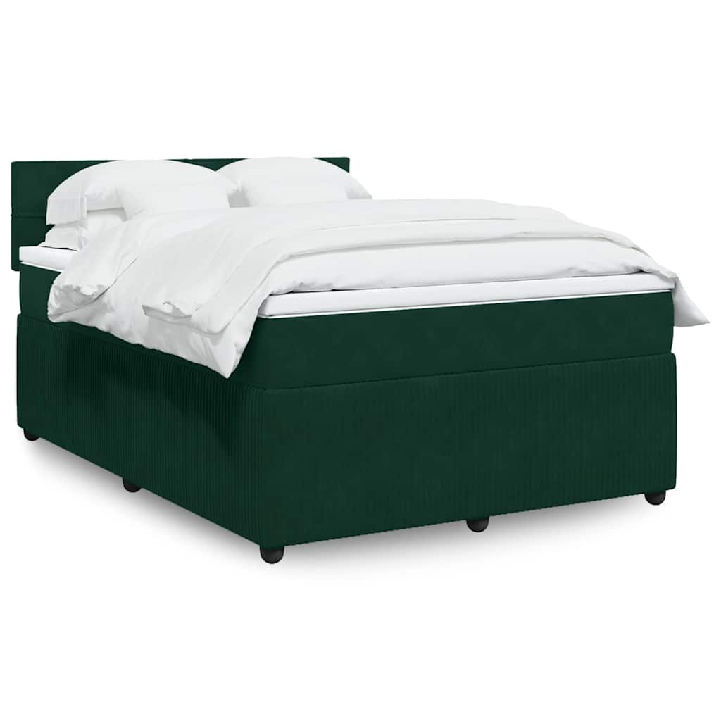 Boxspring met matras fluweel donkergroen 160x200 cm – afbeelding 1