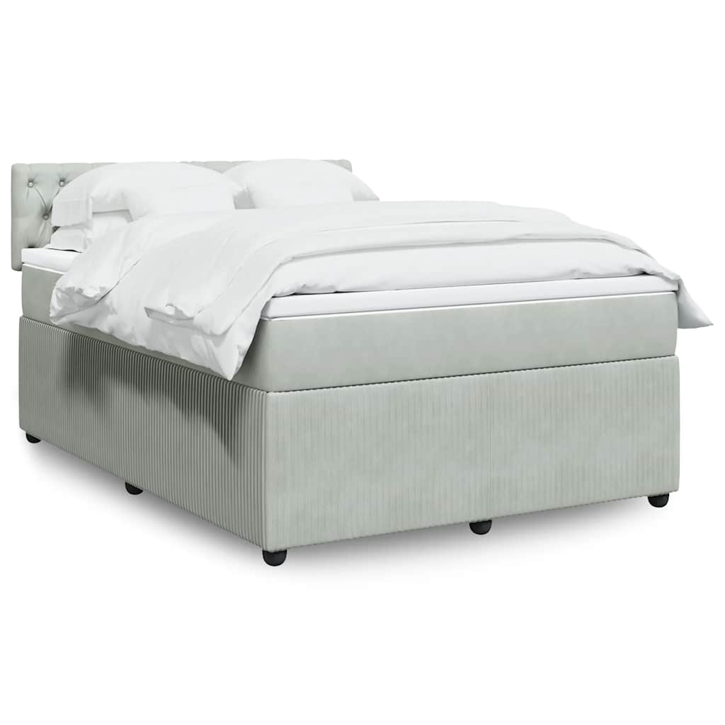 Boxspring met matras fluweel lichtgrijs 160x200 cm – afbeelding 1