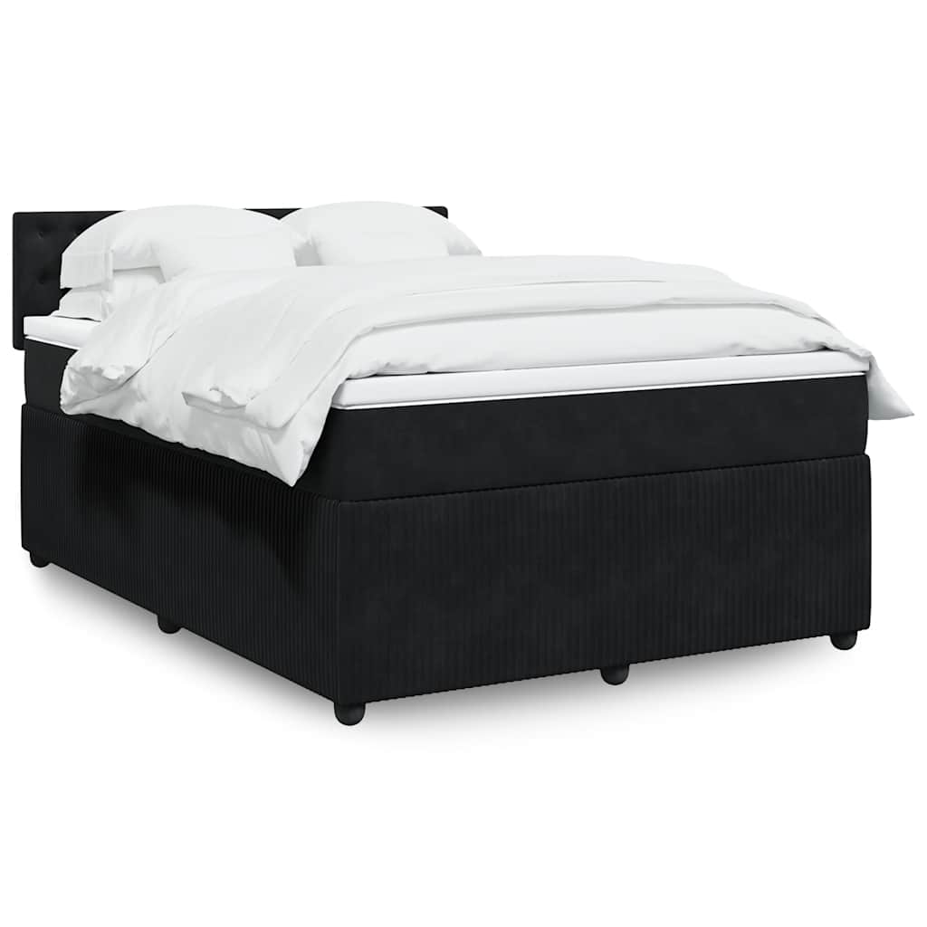 Boxspring met matras fluweel zwart 160x200 cm – afbeelding 1