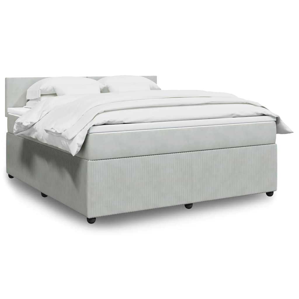 Boxspring met matras fluweel lichtgrijs 180x200 cm – afbeelding 1