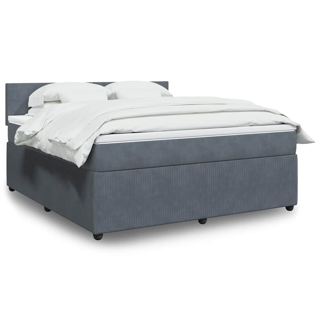 Boxspring met matras fluweel donkergrijs 180x200 cm – afbeelding 1