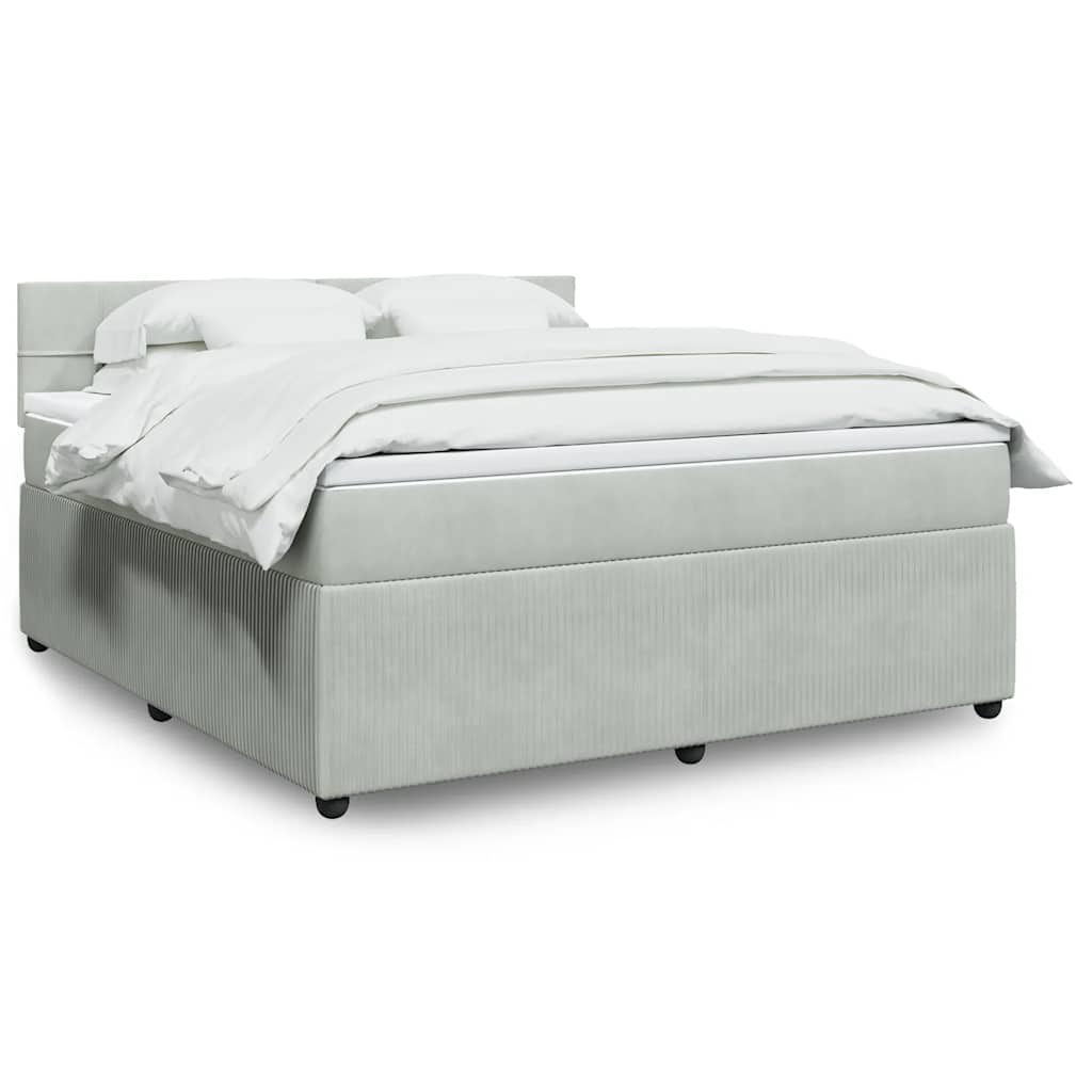 Boxspring met matras fluweel lichtgrijs 180x200 cm – afbeelding 1