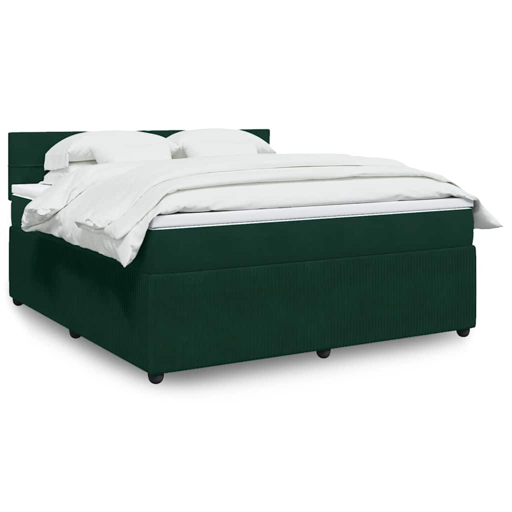 Boxspring met matras fluweel donkergroen 180x200 cm – afbeelding 1