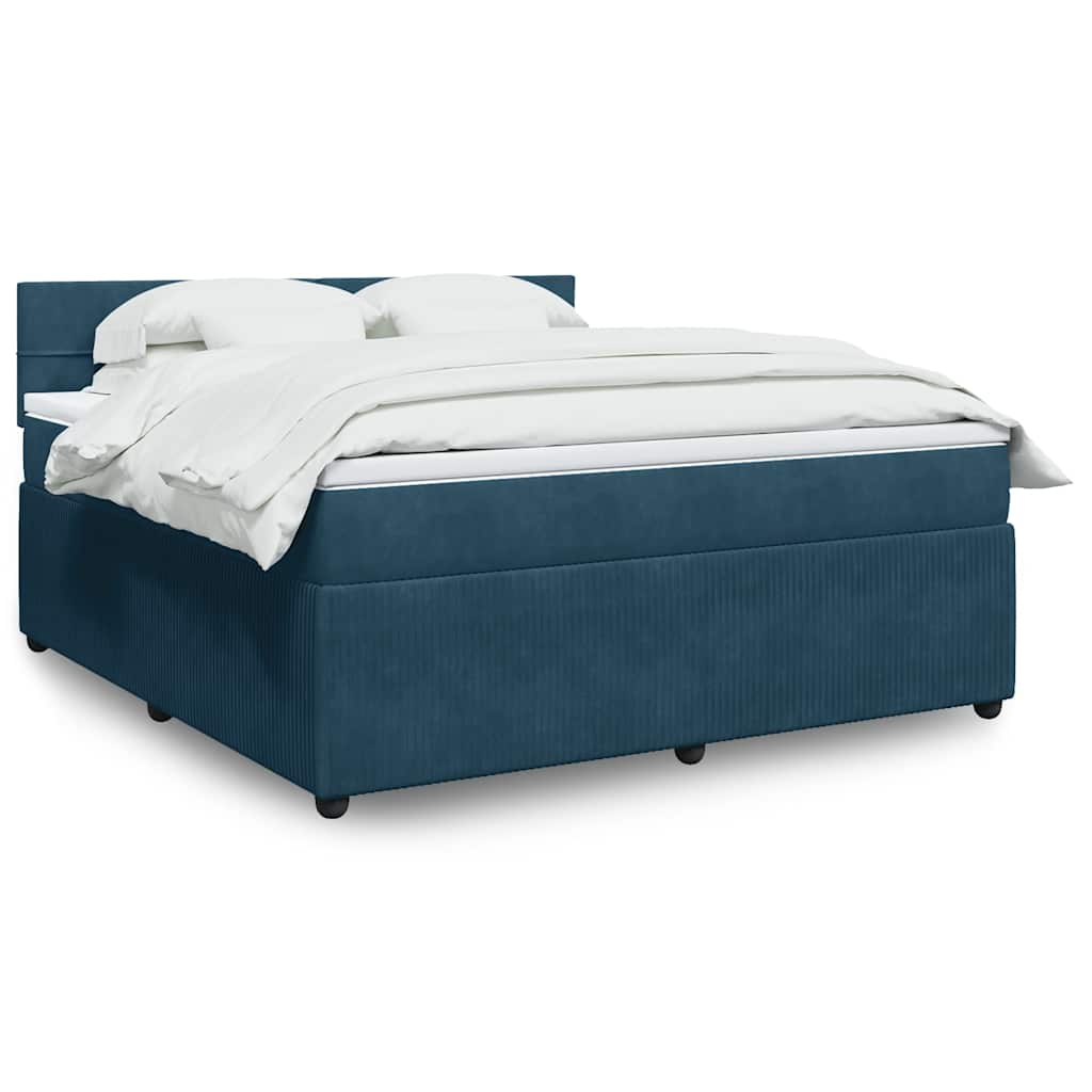 Boxspring met matras fluweel blauw 180x200 cm – afbeelding 1