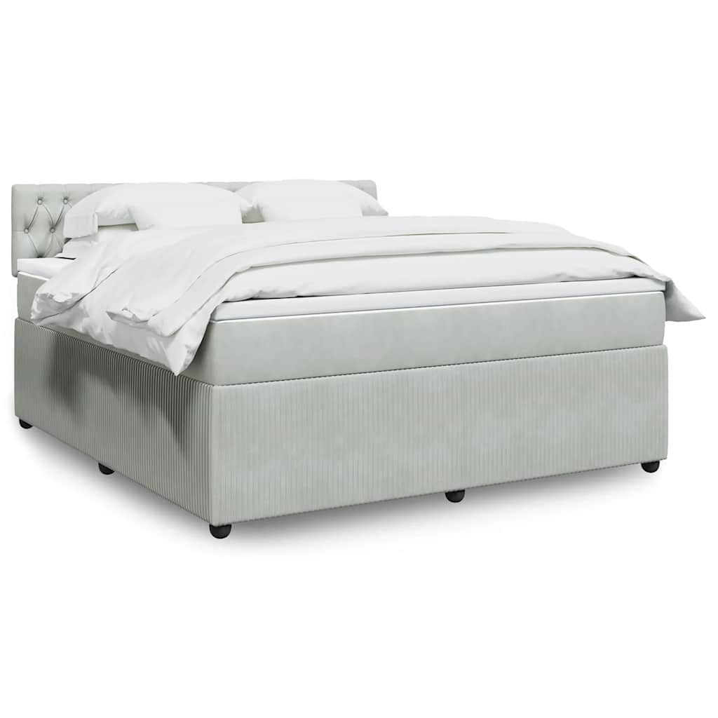 Boxspring met matras fluweel lichtgrijs 180x200 cm – afbeelding 1