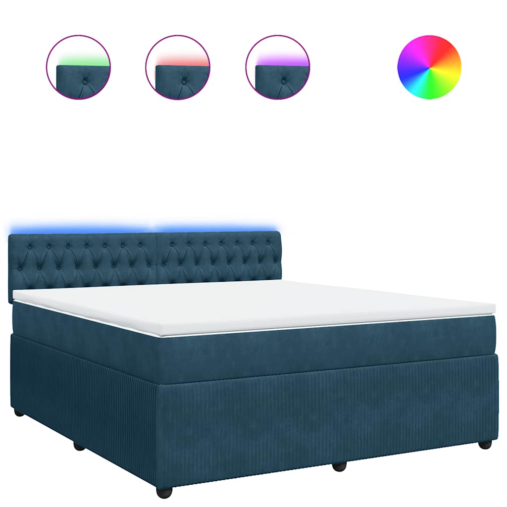 Boxspring met matras fluweel blauw 180x200 cm – afbeelding 2