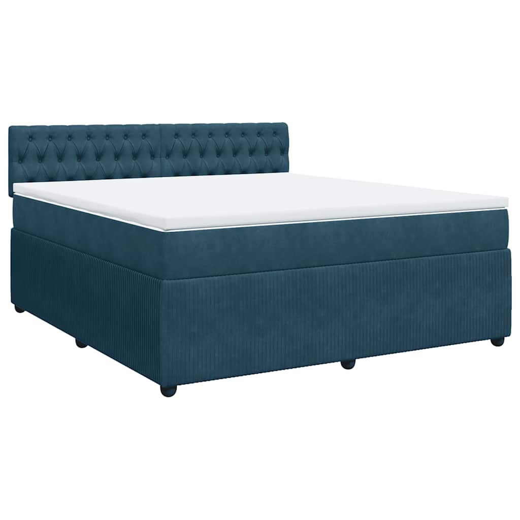 Boxspring met matras fluweel blauw 180x200 cm – afbeelding 3