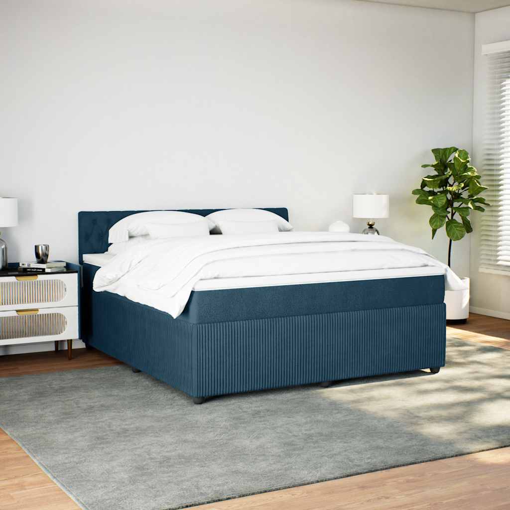 Boxspring met matras fluweel blauw 180x200 cm – afbeelding 4