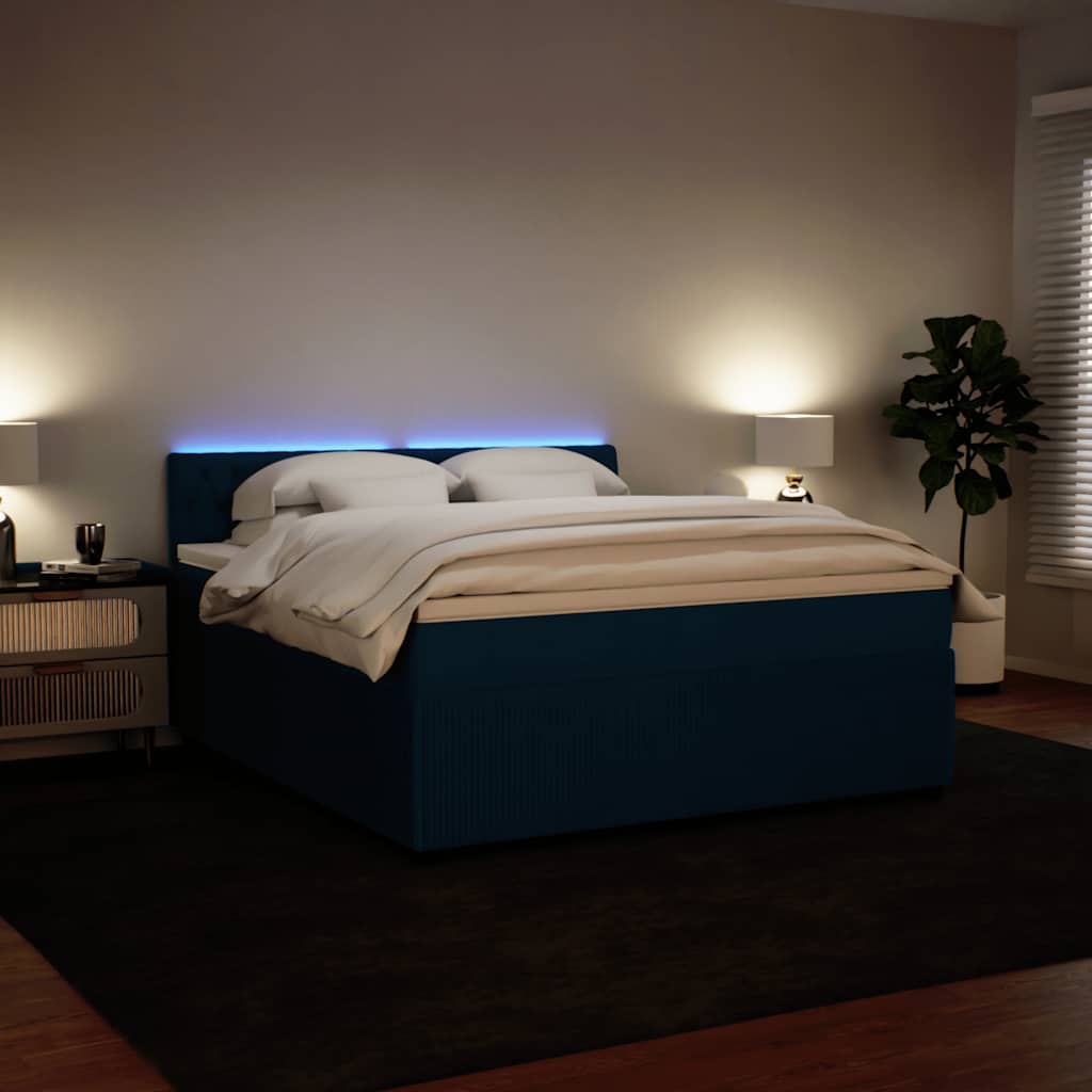Boxspring met matras fluweel blauw 180x200 cm – afbeelding 5