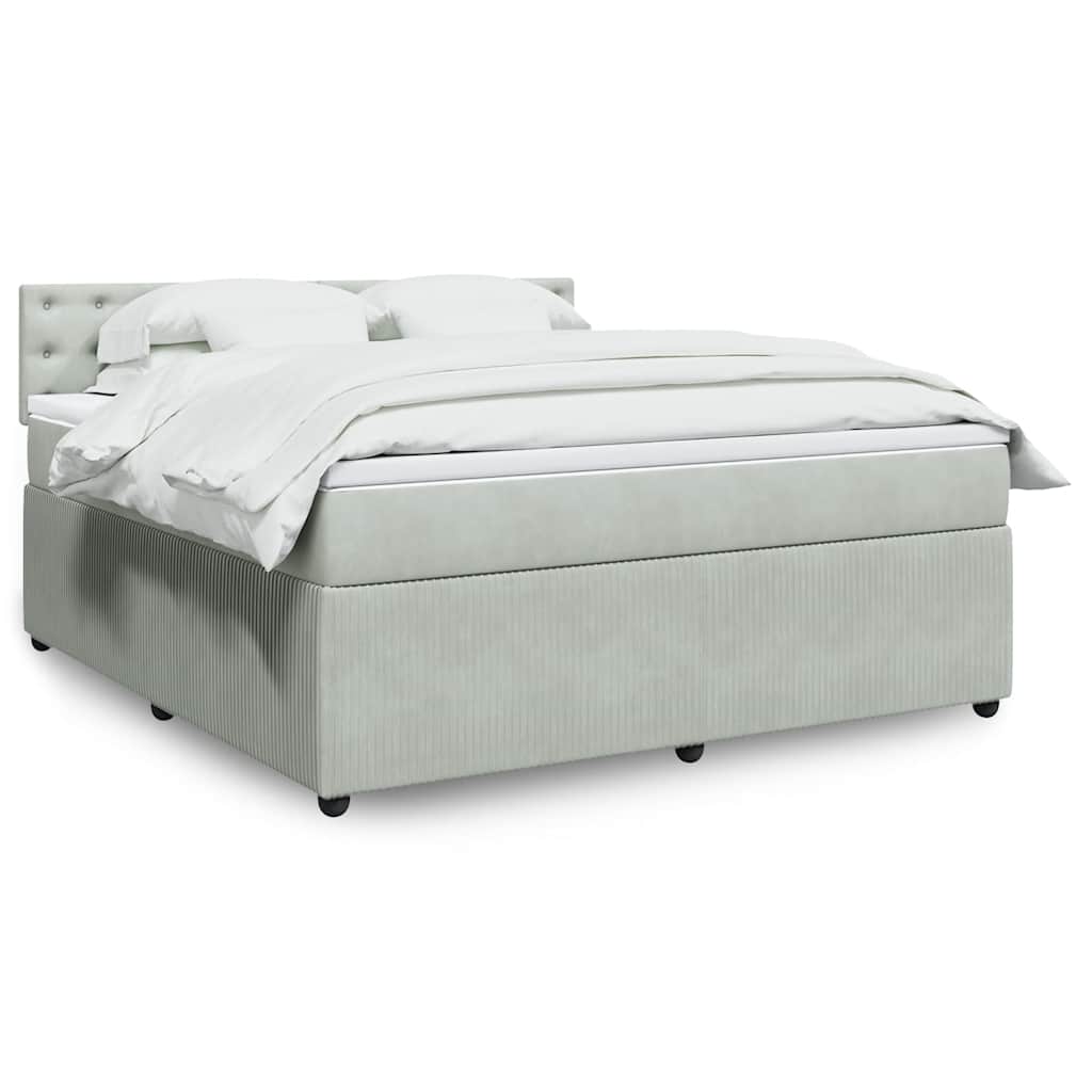 Boxspring met matras fluweel lichtgrijs 180x200 cm – afbeelding 1