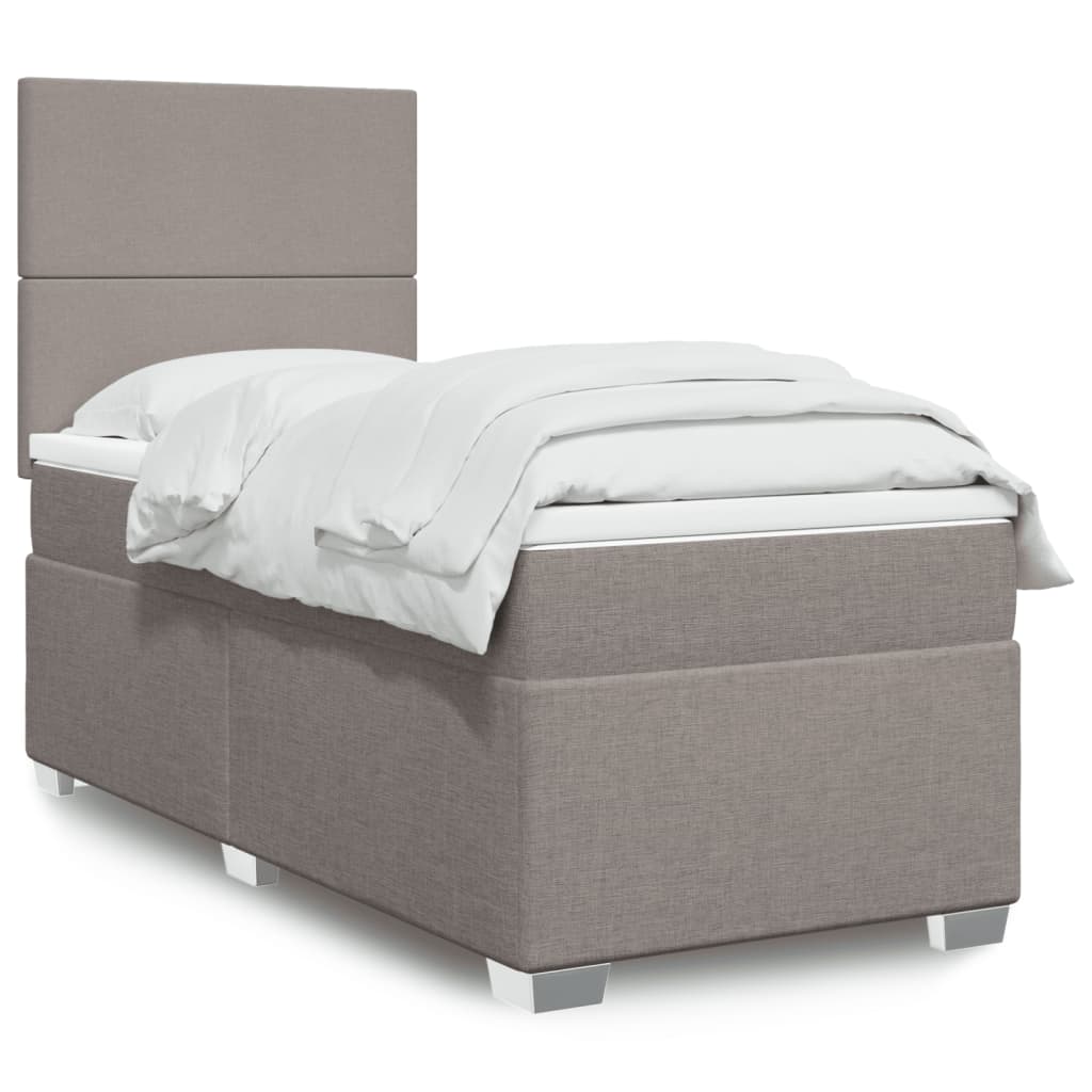 Boxspring met matras stof taupe 80x200 cm – afbeelding 1