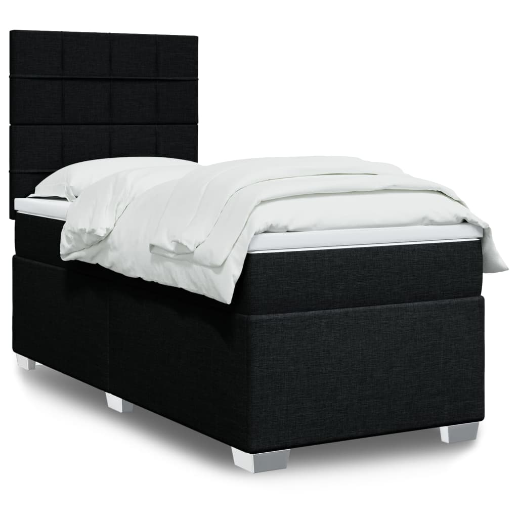 Boxspring met matras stof zwart 80x200 cm – afbeelding 1