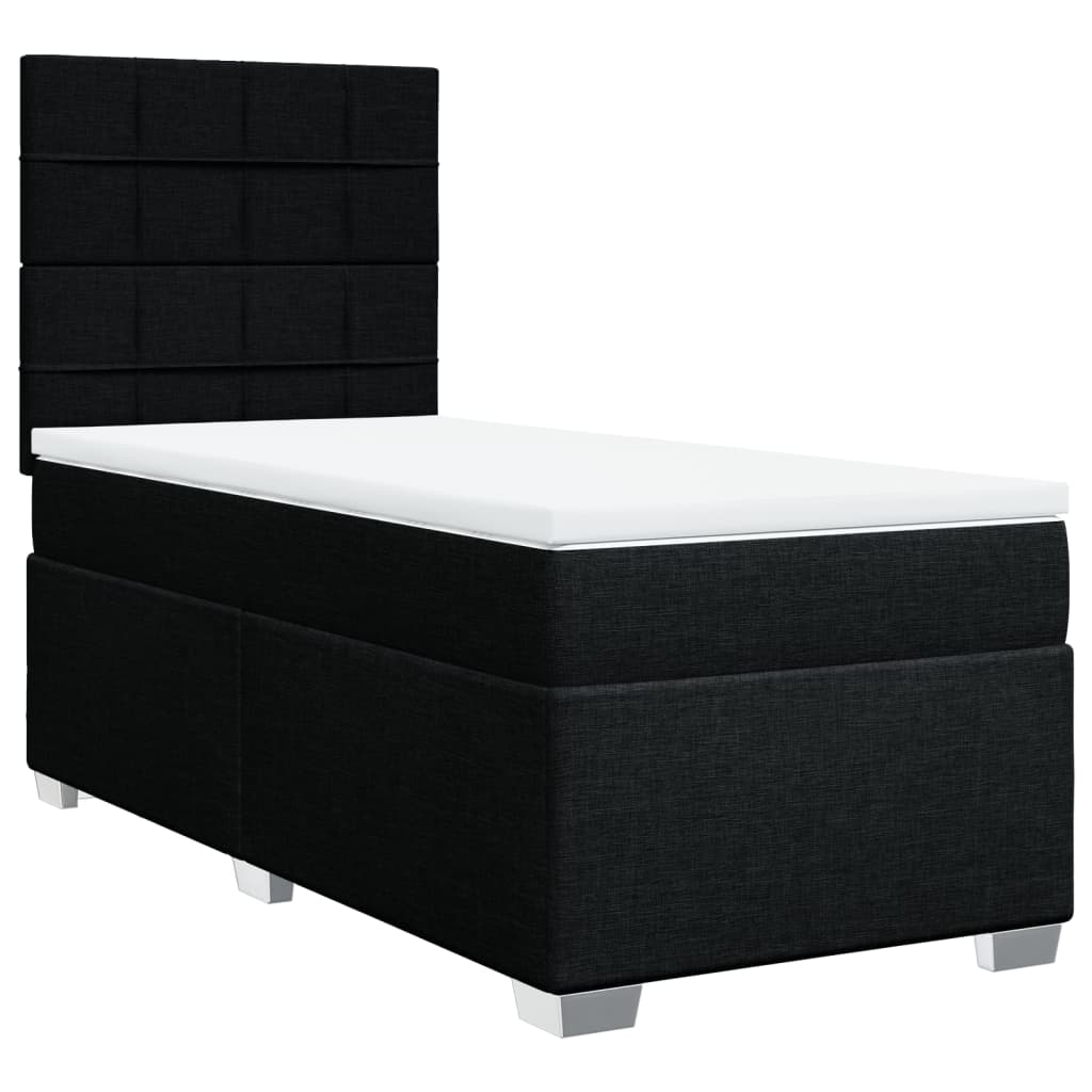 Boxspring met matras stof zwart 80x200 cm – afbeelding 2