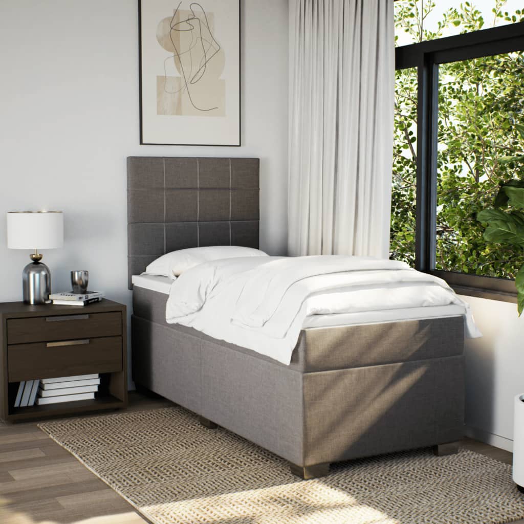 Boxspring met matras stof taupe 80x200 cm – afbeelding 3