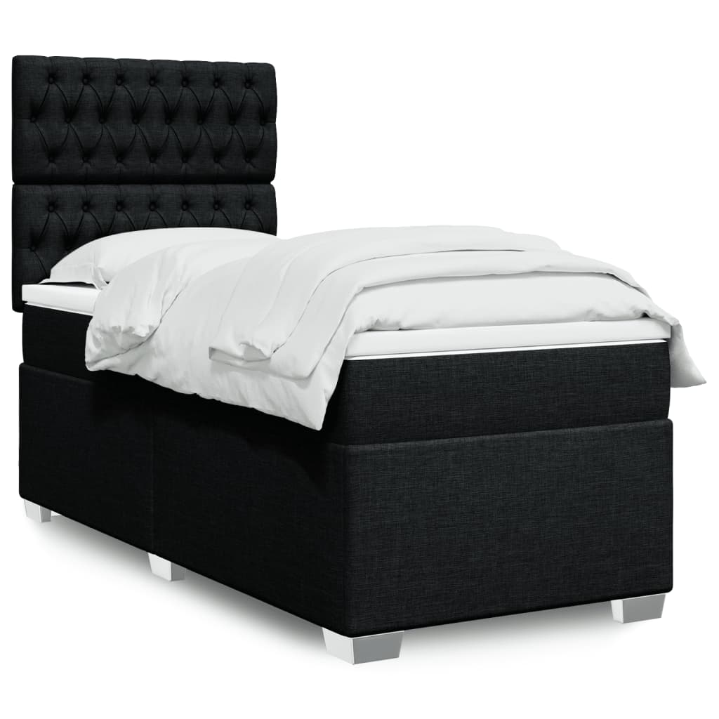 Boxspring met matras stof zwart 80x200 cm – afbeelding 1