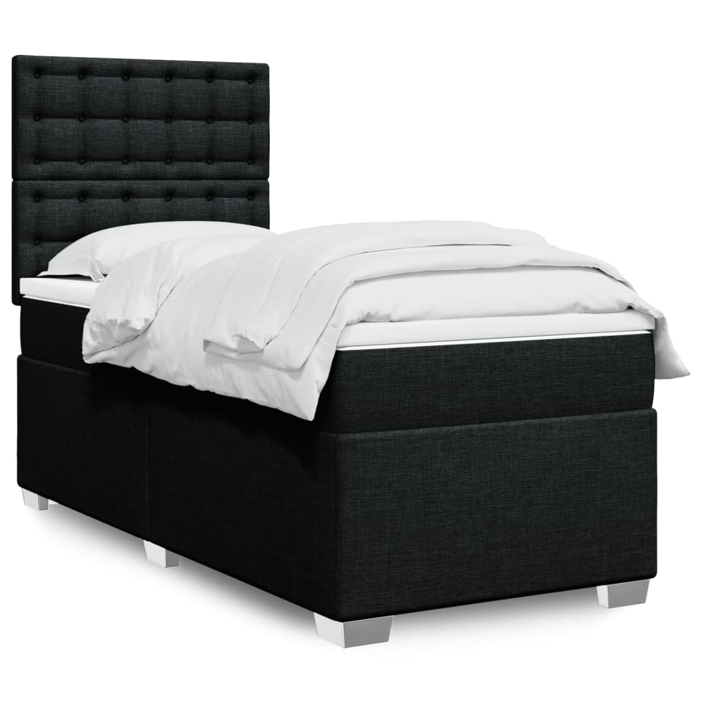 Boxspring met matras stof zwart 80x200 cm – afbeelding 1