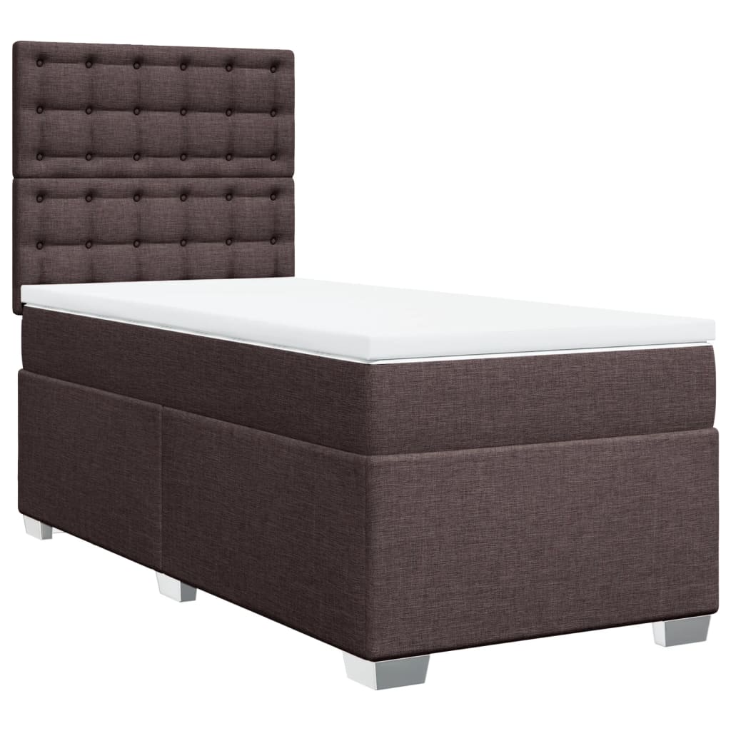 Boxspring met matras stof donkerbruin 80x200 cm – afbeelding 2
