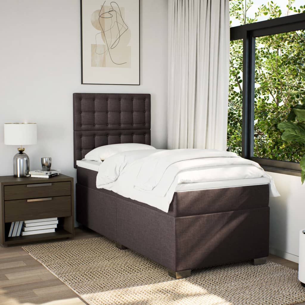 Boxspring met matras stof donkerbruin 80x200 cm – afbeelding 3