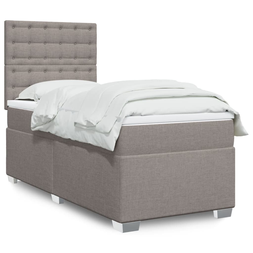 Boxspring met matras stof taupe 80x200 cm – afbeelding 1