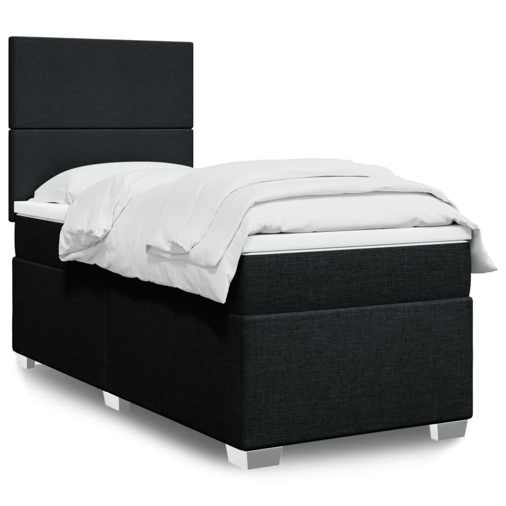 Boxspring met matras stof zwart 90x190 cm – afbeelding 1