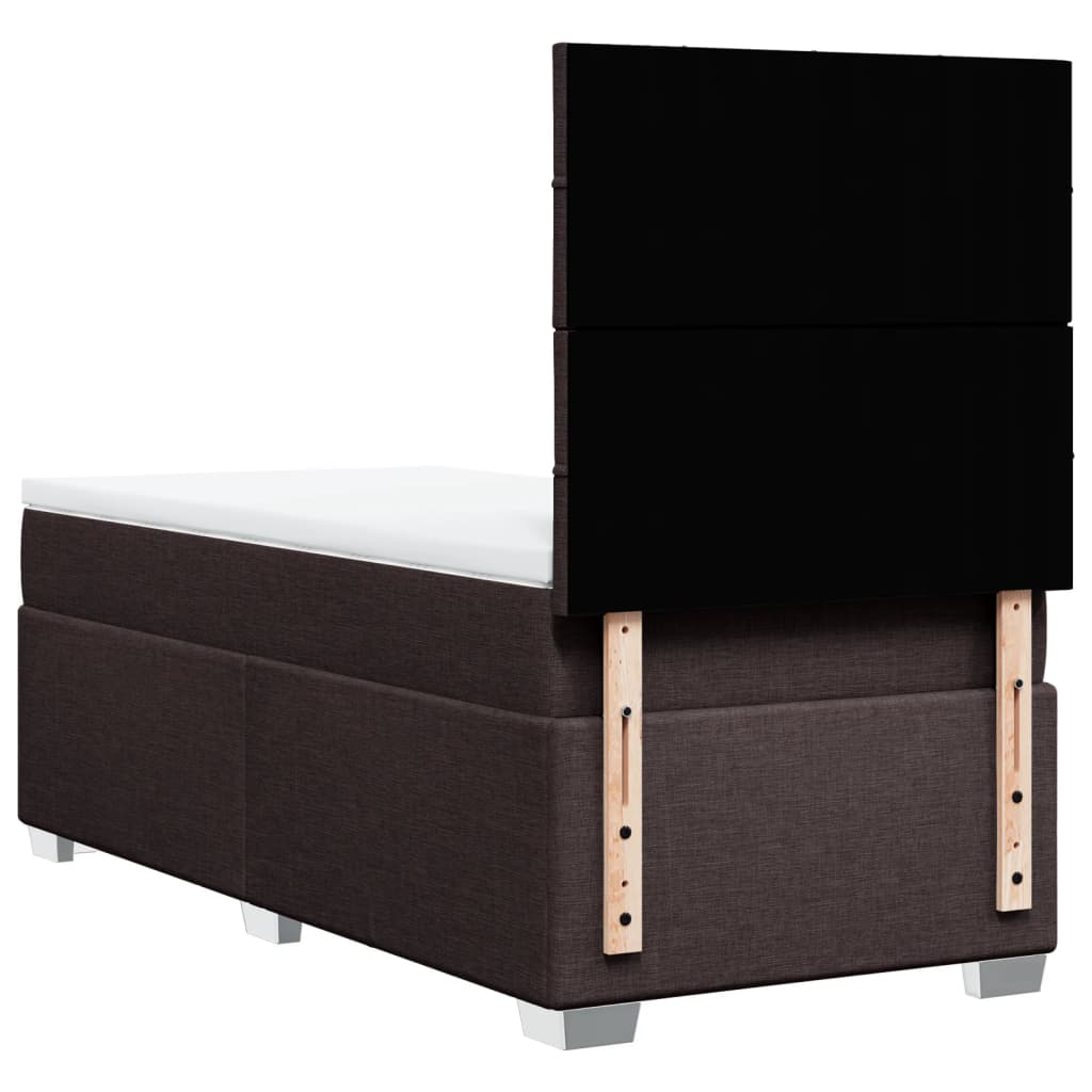 Boxspring met matras stof donkerbruin 90x190 cm – afbeelding 10