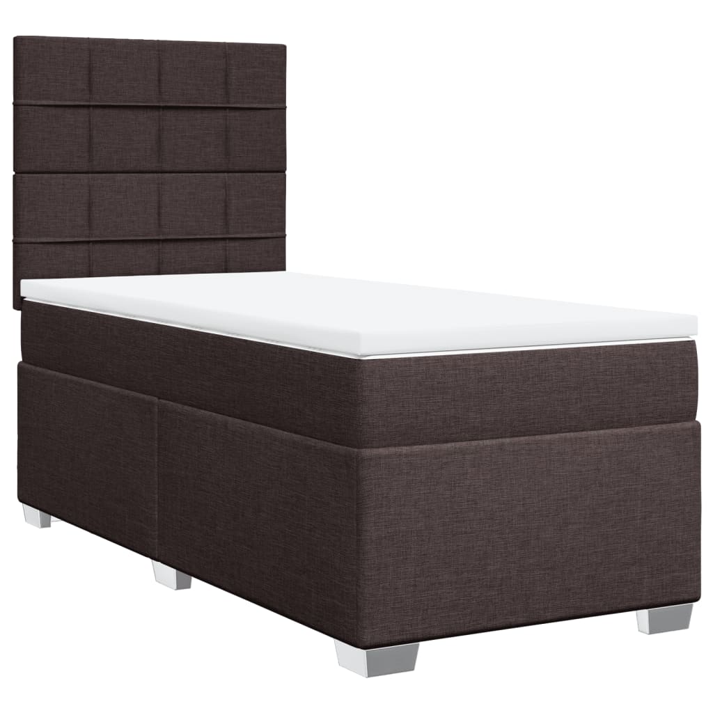 Boxspring met matras stof donkerbruin 90x190 cm – afbeelding 2