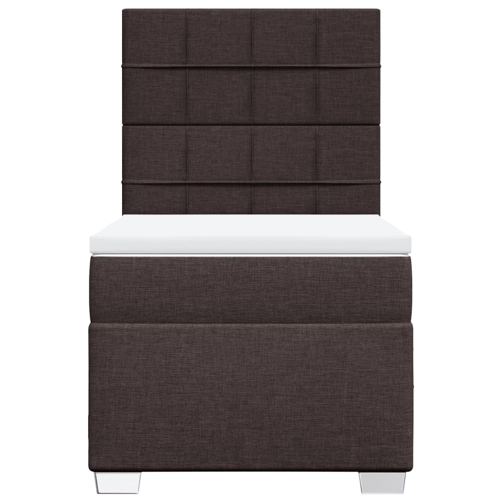 Boxspring met matras stof donkerbruin 90x190 cm – afbeelding 4