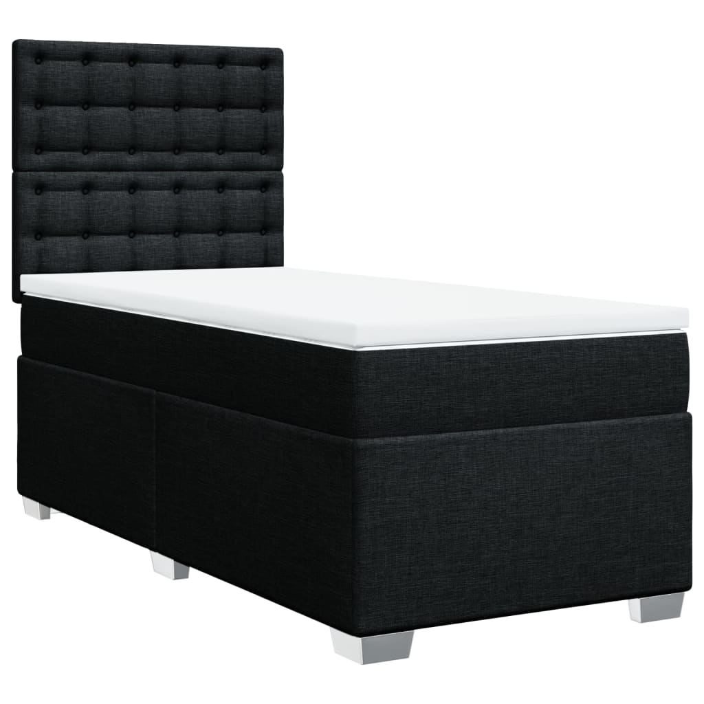 Boxspring met matras stof zwart 90x190 cm – afbeelding 2