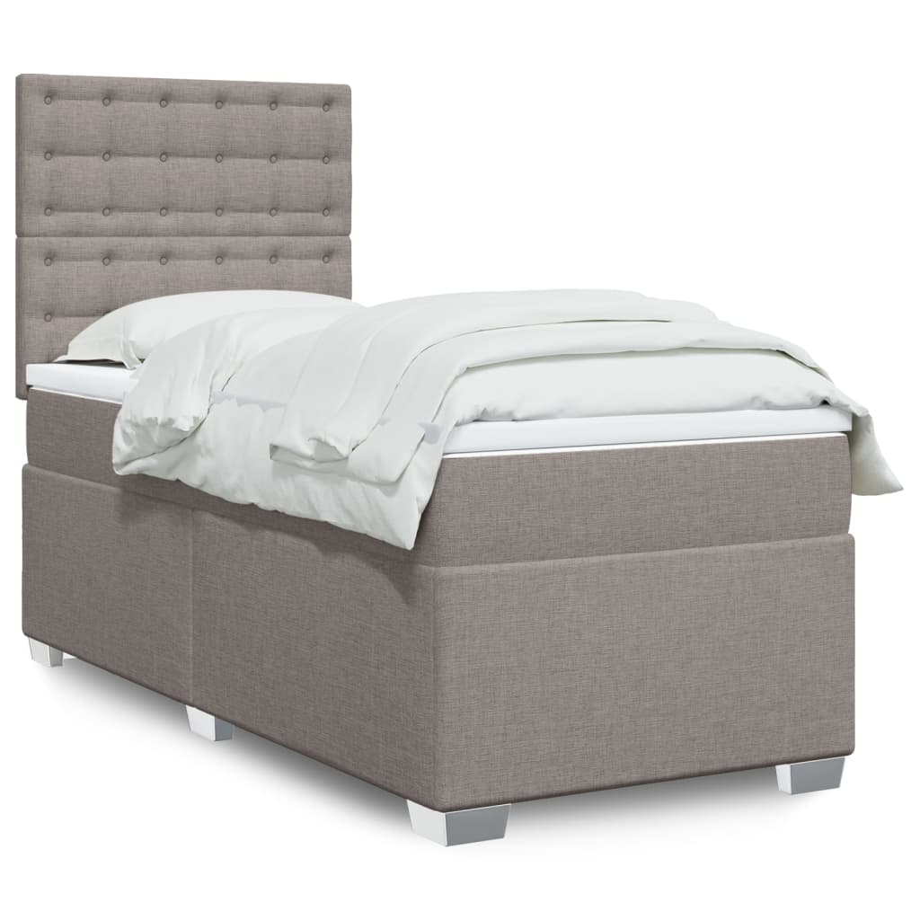 Boxspring met matras stof taupe 90x200 cm – afbeelding 1