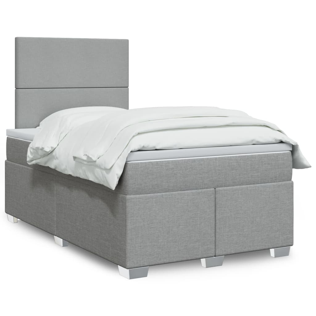 Boxspring met matras stof lichtgrijs 120x190 cm – afbeelding 1