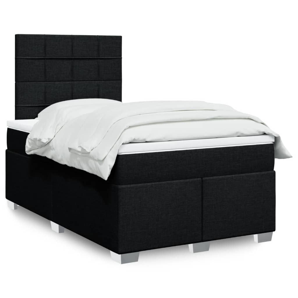 Boxspring met matras stof zwart 120x190 cm – afbeelding 1