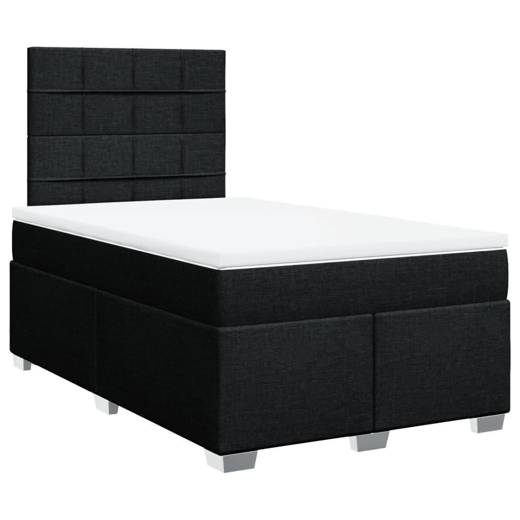 Boxspring met matras stof zwart 120x190 cm – afbeelding 2