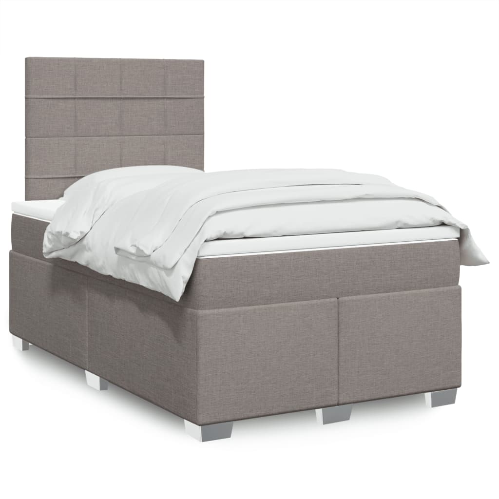 Boxspring met matras stof taupe 120x190 cm – afbeelding 1