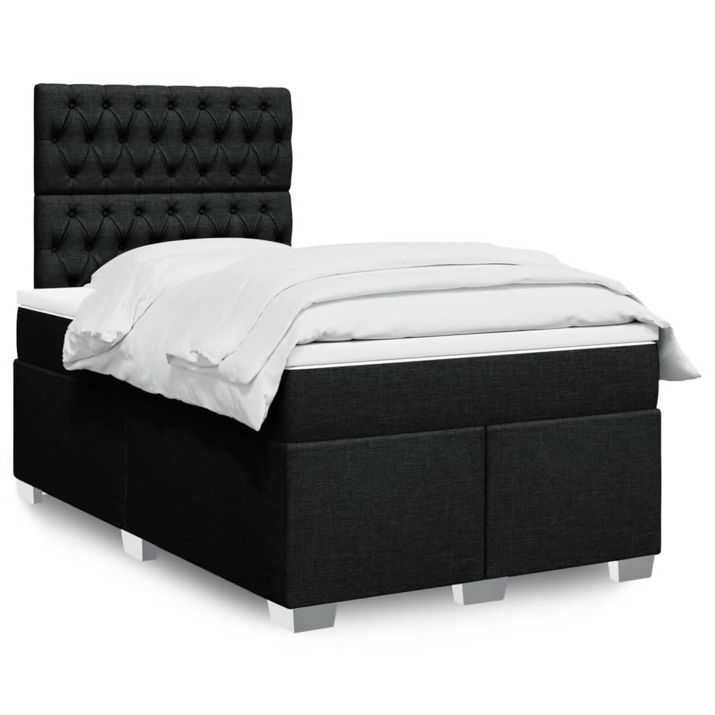 Boxspring met matras stof zwart 120x190 cm – afbeelding 1