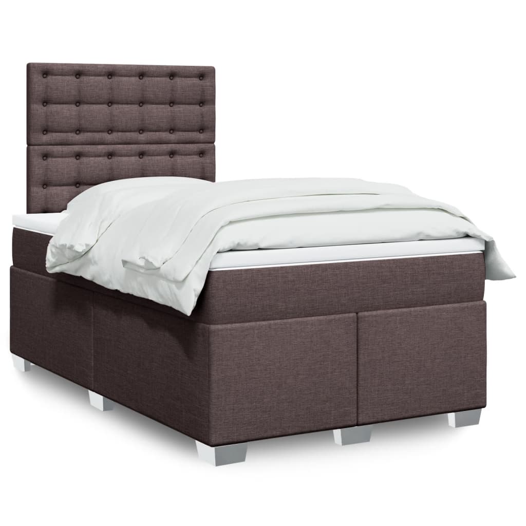 Boxspring met matras stof donkerbruin 120x190 cm – afbeelding 1