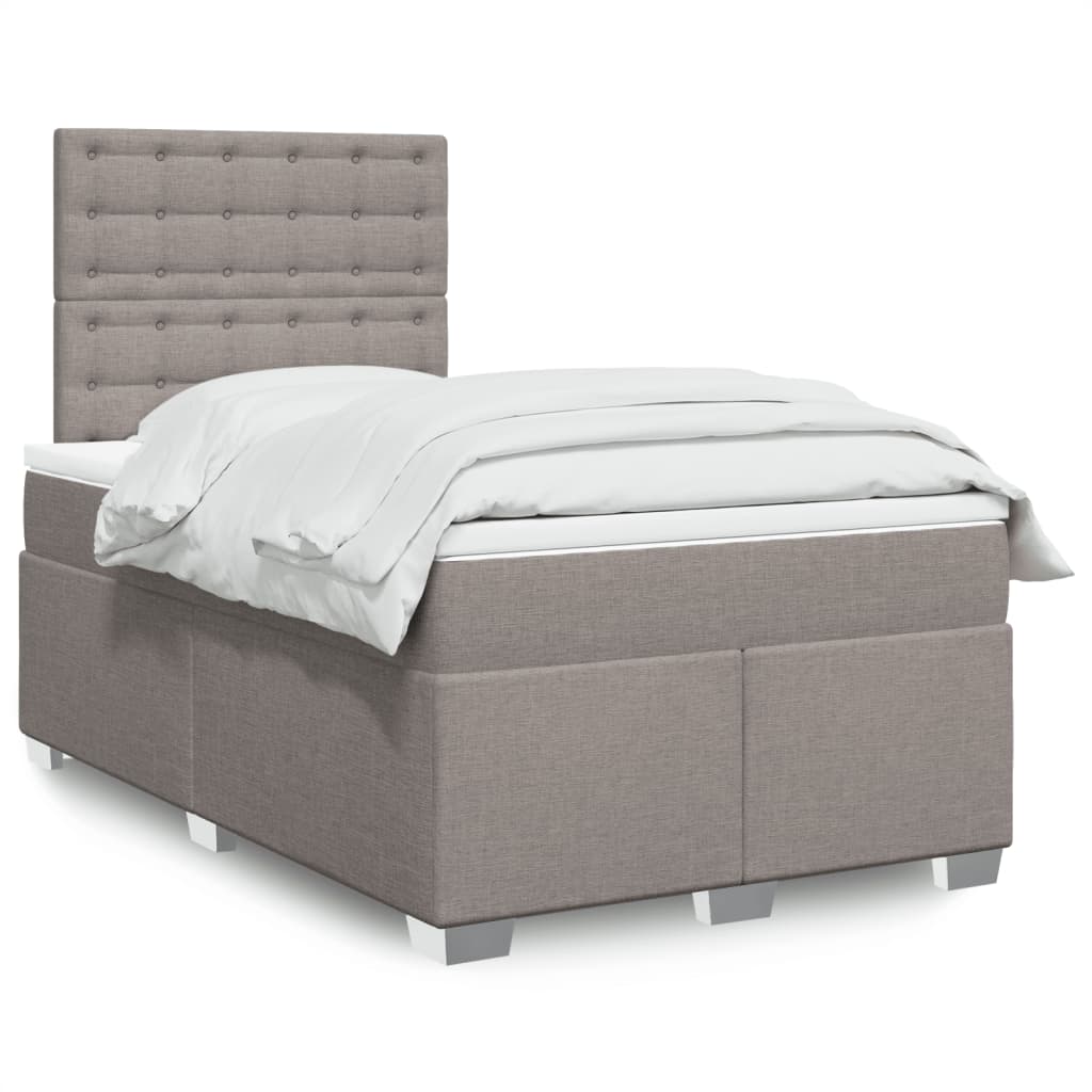 Boxspring met matras stof taupe 120x190 cm – afbeelding 1