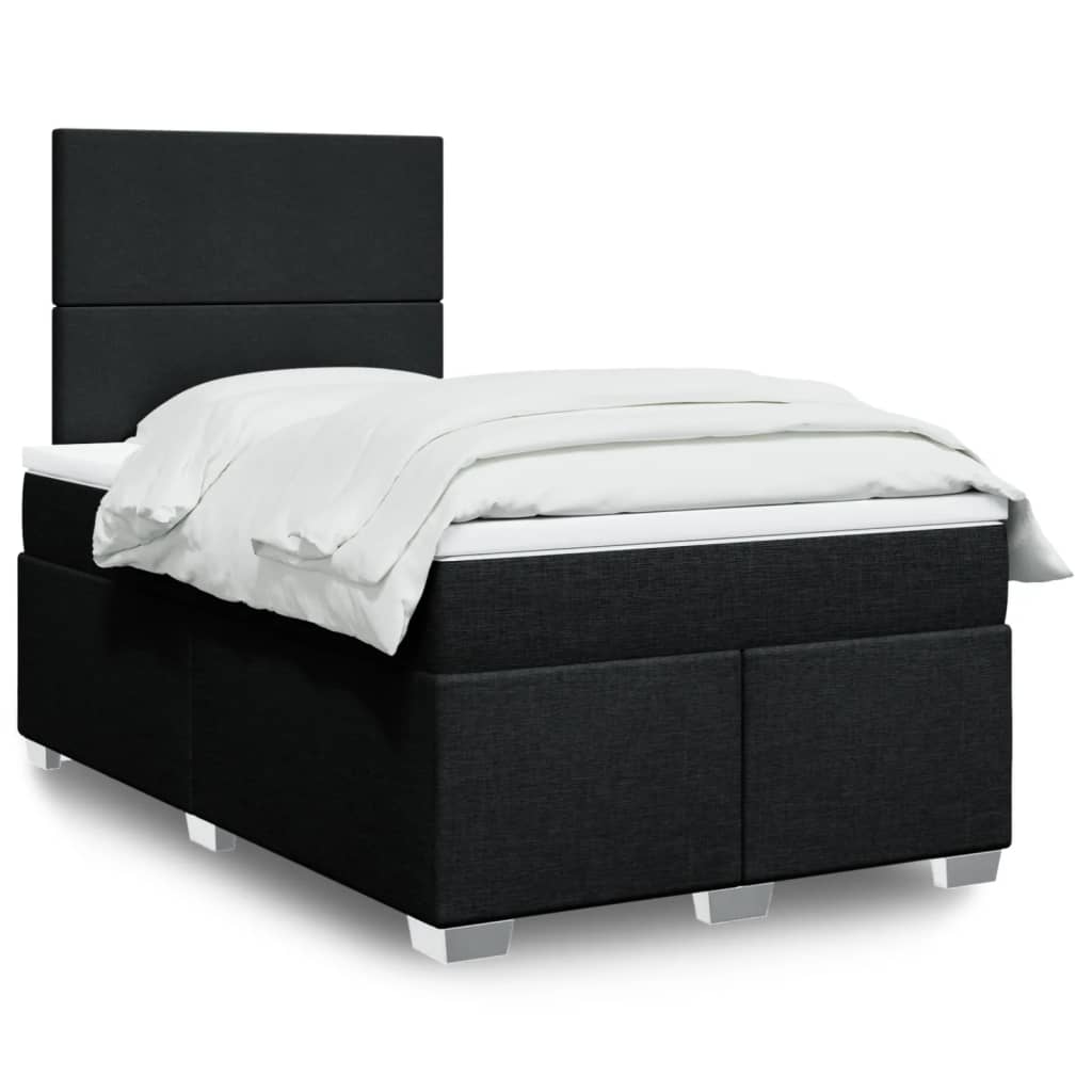 Boxspring met matras stof zwart 120x200 cm – afbeelding 1
