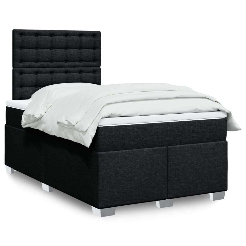 Boxspring met matras stof zwart 120x200 cm – afbeelding 1
