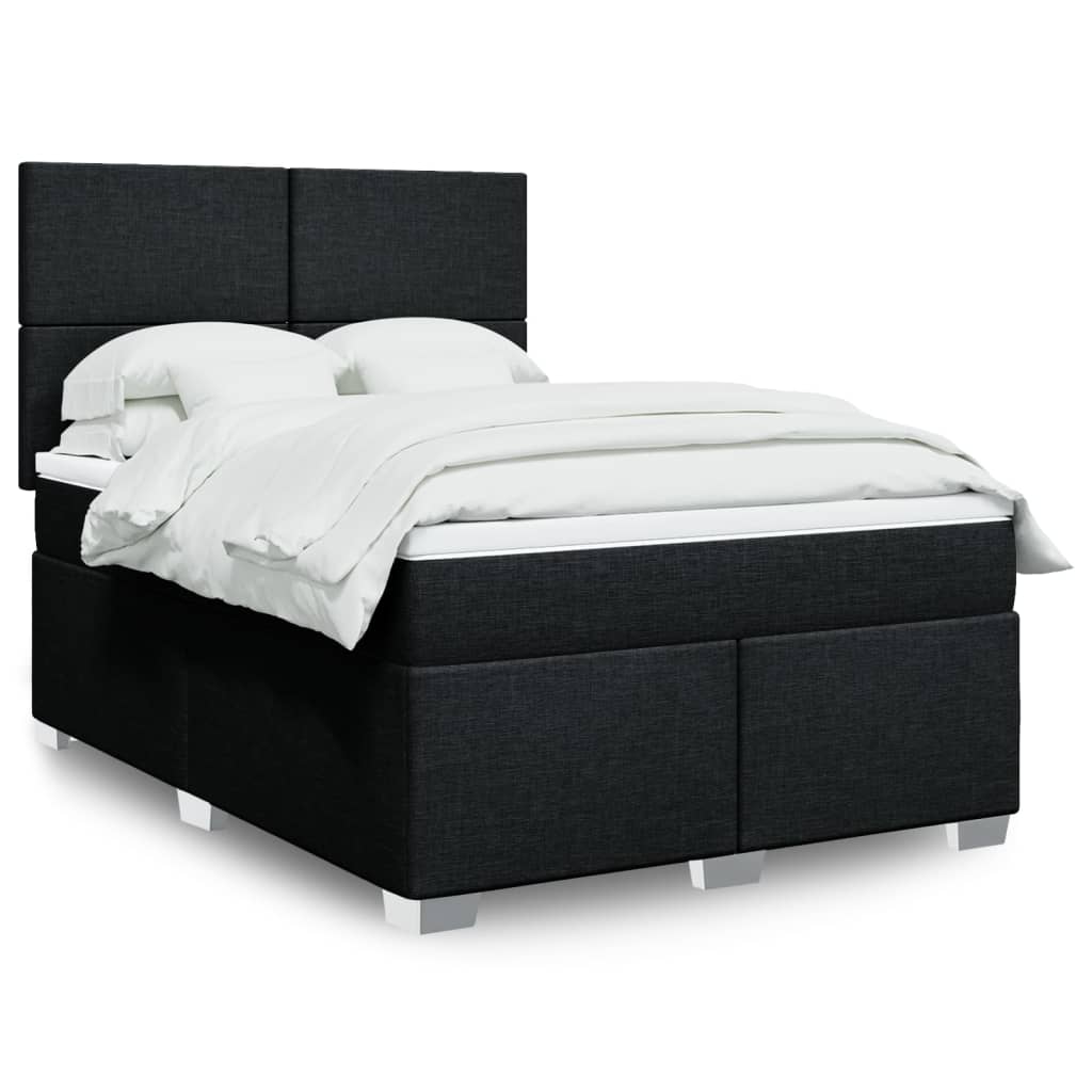 Boxspring met matras stof zwart 140x190 cm – afbeelding 1