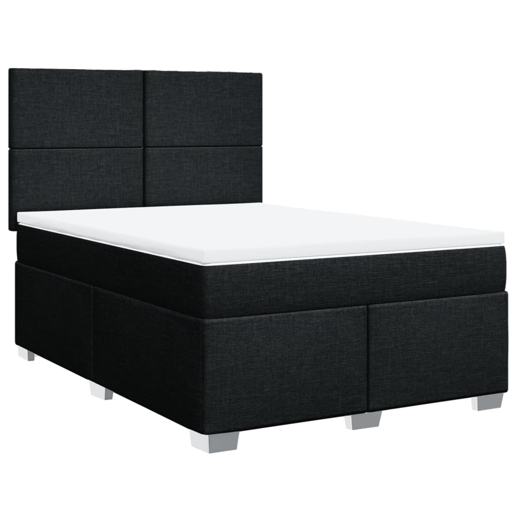 Boxspring met matras stof zwart 140x190 cm – afbeelding 2