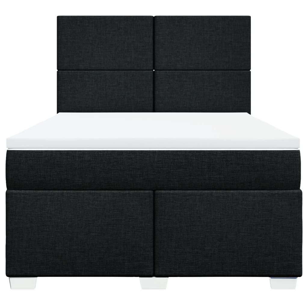 Boxspring met matras stof zwart 140x190 cm – afbeelding 4