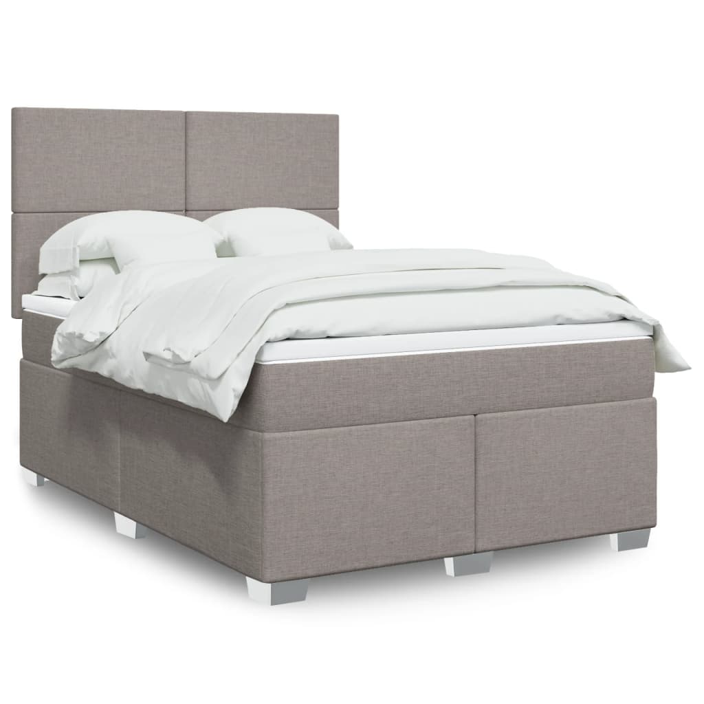 Boxspring met matras stof taupe 140x190 cm – afbeelding 1